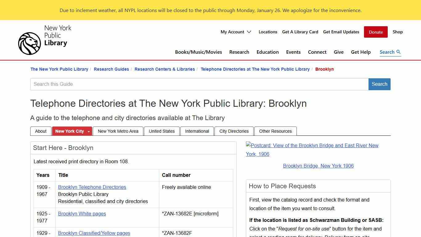 Brooklyn - Telephone Directories at The New York Public Library - Research Guides at New York Public Library Research Centers